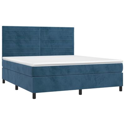 vidaXL Boxspringbett mit Matratze Dunkelblau 160x200 cm Samt