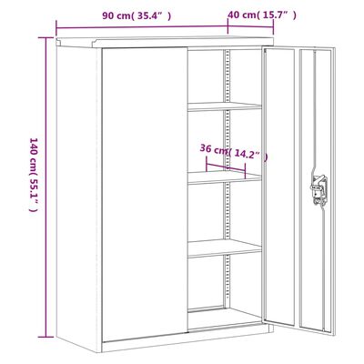 vidaXL Aktenschrank Weiß 90x40x140 cm Stahl