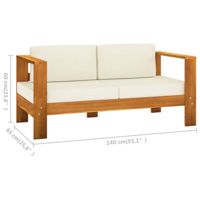 vidaXL 8-tlg. Garten-Lounge-Set mit Creme Auflagen Massivholz Akazie