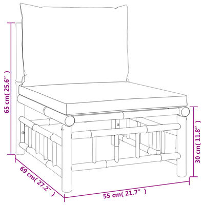 vidaXL 12-tlg. Garten-Lounge-Set mit Dunkelgrauen Kissen Bambus