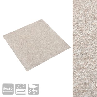 vidaXL Teppichfliesen 20 Stk. 5 m² 50x50 cm Hellbeige