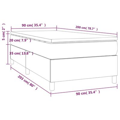 vidaXL Boxspringbett mit Matratze Dunkelgrau 90x200 cm Stoff