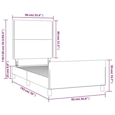 vidaXL Bettgestell mit Kopfteil Weiß 90x190 cm Kunstleder