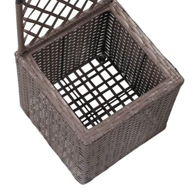 vidaXL Hochbeet mit Rankgitter 1 Topf 30x30x107 cm Poly Rattan Braun