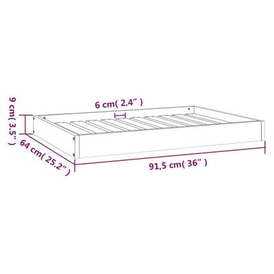 vidaXL Hundebett Weiß 91,5x64x9 cm Massivholz Kiefer