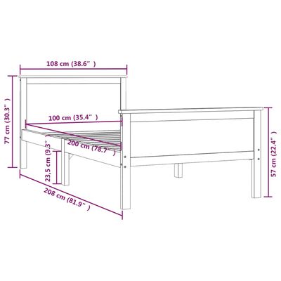 vidaXL Massivholzbett Honigbraun Kiefernholz 100x200 cm