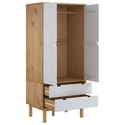 vidaXL Kleiderschrank OTTA Braun&Weiß 76,5x53x172 cm Massivholz Kiefer