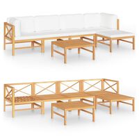 vidaXL 6-tlg. Garten-Lounge-Set mit Creme Kissen Massivholz Teak