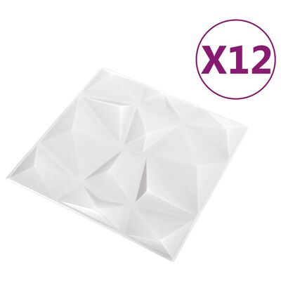 vidaXL 3D-Wandpaneele 12 Stk. 50x50 cm Diamant Weiß 3 m²