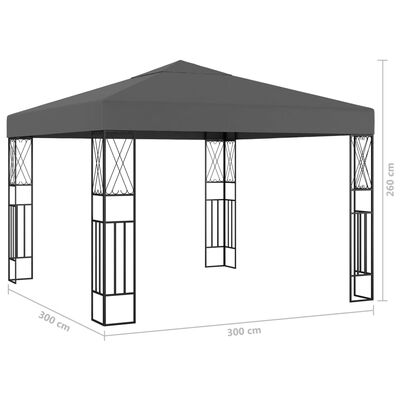 vidaXL Pavillon mit LED-Lichterkette 3x3 m Anthrazit Stoff