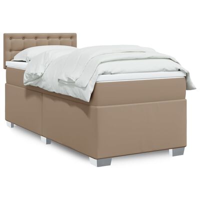 vidaXL Boxspringbett Matratze Cappuccino-Braun 100x200cm Kunstleder