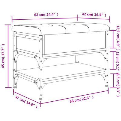 vidaXL Schuhbank Sonoma-Eiche 62x42x45 cm Holzwerkstoff