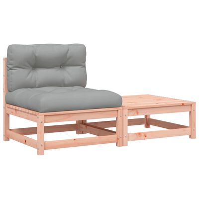 vidaXL Gartensofa ohne Armlehnen mit Kissen und Hocker