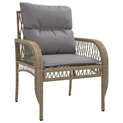 vidaXL 4-tlg. Garten-Sofagarnitur mit Kissen Beige Poly Rattan