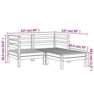 vidaXL Gartensofa 2-Sitzer mit Hocker Wachsbraun Massivholz Kiefer