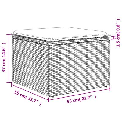 vidaXL 7-tlg. Garten-Sofagarnitur mit Kissen Braun Poly Rattan