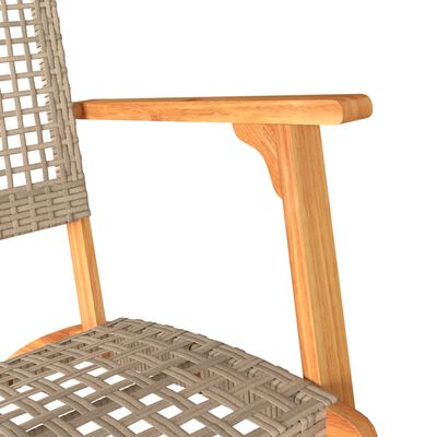 vidaXL Gartenstühle 2 Stk. Beige Poly Rattan und Akazienholz