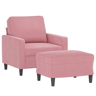 vidaXL Sessel mit Hocker Rosa 60 cm Samt