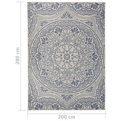 vidaXL Outdoor-Teppich Flachgewebe 200x280 cm Blaues Muster