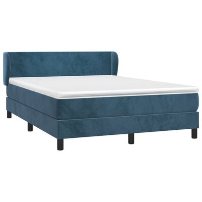 vidaXL Boxspringbett mit Matratze Dunkelblau 140x190 cm Samt