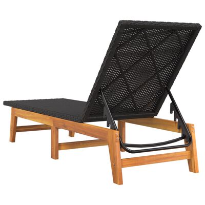 vidaXL Sonnenliege mit Tisch Poly Rattan und Massivholz Akazie