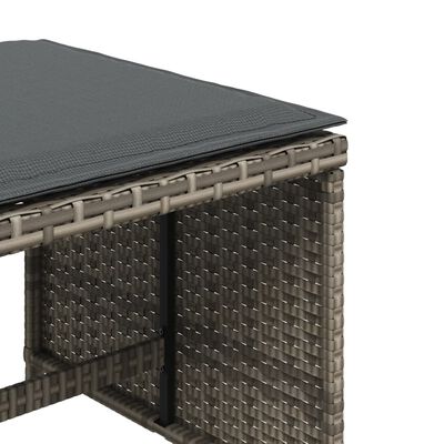 vidaXL Gartenhocker mit Kissen 4 Stk. Grau 40x40x35 cm Poly Rattan