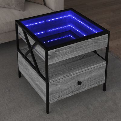 vidaXL Couchtisch mit Infinity-LED Grau Sonoma 50x50x51 cm