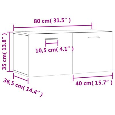 vidaXL Wandschrank Betongrau 80x36,5x35 cm Holzwerkstoff