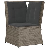 vidaXL Garten-Ecksofa mit Kissen Grau Poly Rattan