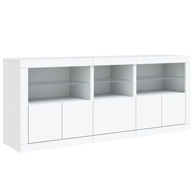 vidaXL Sideboard mit LED-Leuchten Weiß 162x37x67 cm