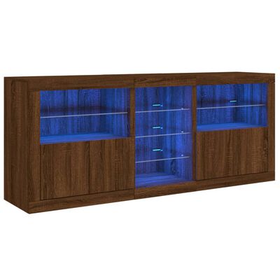 vidaXL Sideboard mit LED-Leuchten Braun Eichen-Optik 162x37x67 cm