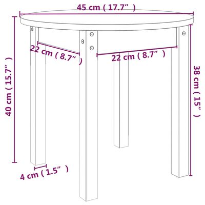 vidaXL Couchtisch Schwarz Ø 45x40 cm Massivholz Kiefer