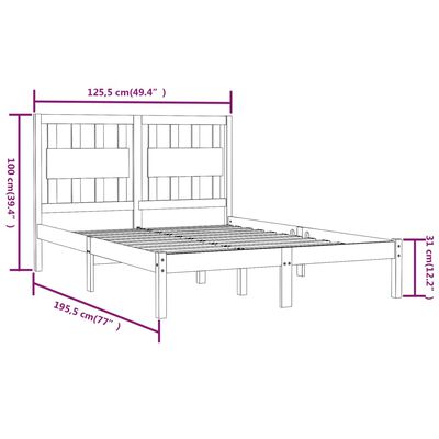 vidaXL Massivholzbett Schwarz Kiefer 120x190 cm