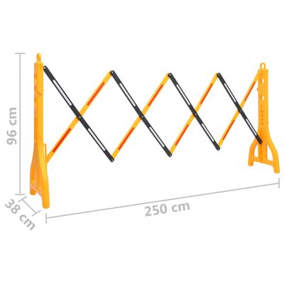 vidaXL Faltbare Verkehrsschranke Gelb und Schwarz 250x38x96 cm