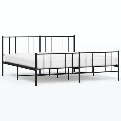 vidaXL Metallbett ohne Matratze mit Fußteil Schwarz 180x200 cm