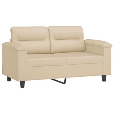 vidaXL 2-Sitzer-Sofa mit Kissen Creme 120 cm Mikrofasergewebe