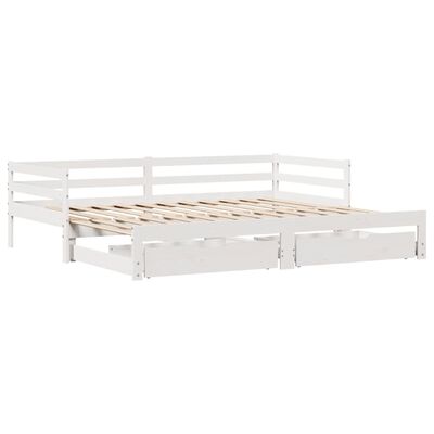 vidaXL Tagesbett Ausziehbar mit Schubladen Weiß 90x190 cm Kiefernholz