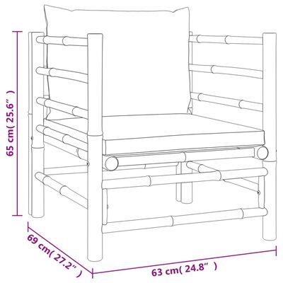 vidaXL 6-tlg. Garten-Lounge-Set mit Hellgrauen Kissen Bambus