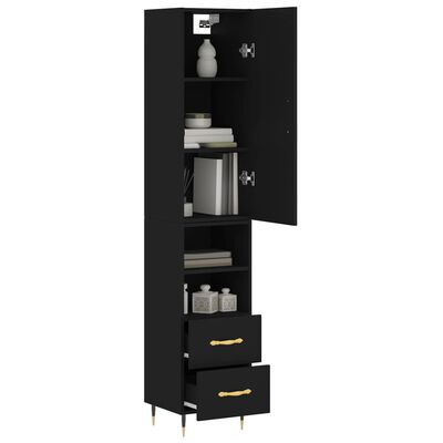 vidaXL Highboard Schwarz 34,5x34x180 cm Holzwerkstoff