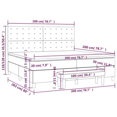 vidaXL Boxspringbett mit Matratze Schwarz 200x200 cm Stoff