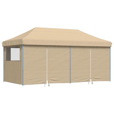 vidaXL Partyzelt Faltbar Pop-Up mit 4 Seitenteilen Beige