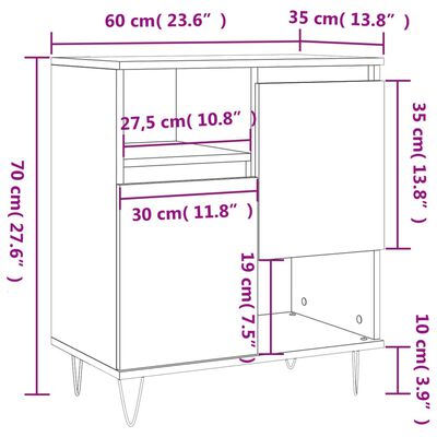 vidaXL Sideboard Räuchereiche 60x35x70 cm Holzwerkstoff