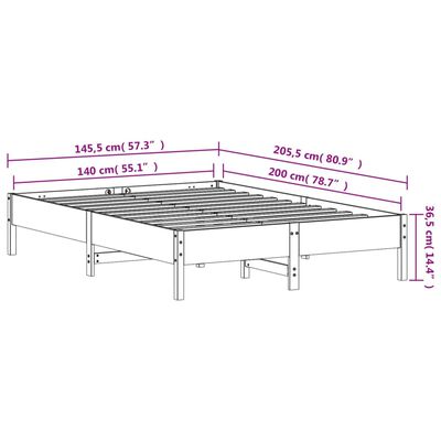 vidaXL Massivholzbett ohne Matratze Weiß 140x200 cm Kiefernholz