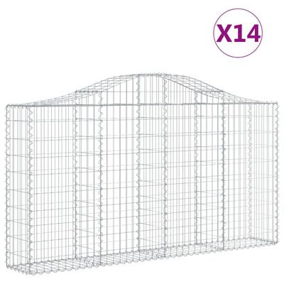 vidaXL Gabionen mit Hochbogen 14Stk. 200x30x100/120cm Verzinktes Eisen