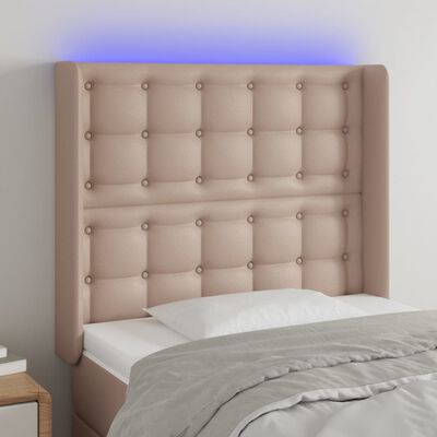 vidaXL LED Kopfteil Cappuccino-Braun 93x16x118/128 cm Kunstleder