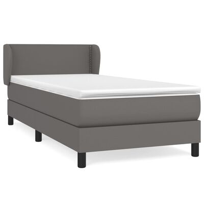 vidaXL Boxspringbett mit Matratze Grau 90x200 cm Kunstleder