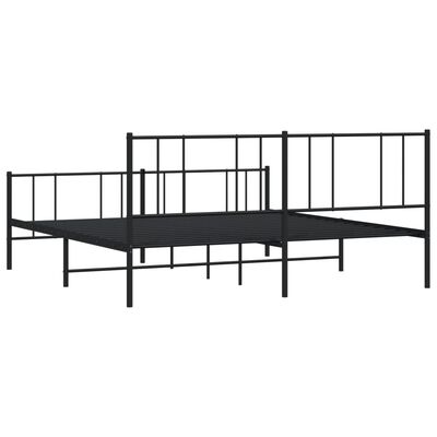 vidaXL Metallbett ohne Matratze mit Fußteil Schwarz 180x200 cm