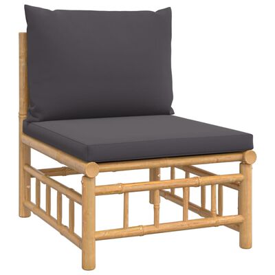 vidaXL 6-tlg. Garten-Lounge-Set mit Dunkelgrauen Kissen Bambus