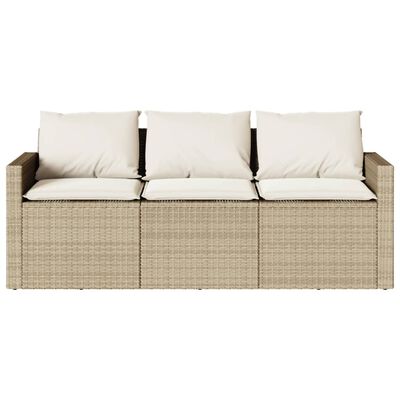 vidaXL 2-tlg. Garten-Essgruppe mit Kissen Beige Poly Rattan