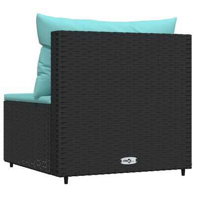 vidaXL Garten-Mittelsofa mit Kissen Schwarz Poly Rattan